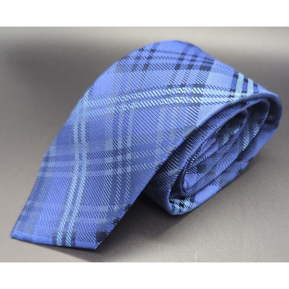 Vintage Haines & Bonner Of London Handmade All Silk Neck Tie Purple Black Plaid